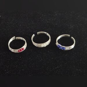 .925 Sterling Silver 3 Adjustable Toe Rings